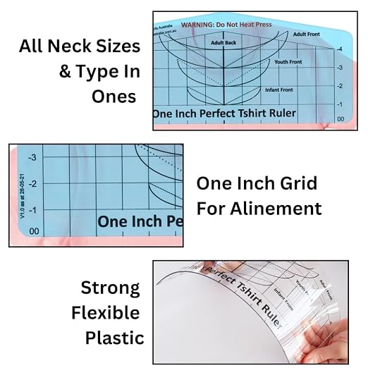 T-Shirt Ruler Guide, Neckline Heat Press Alignment Tool