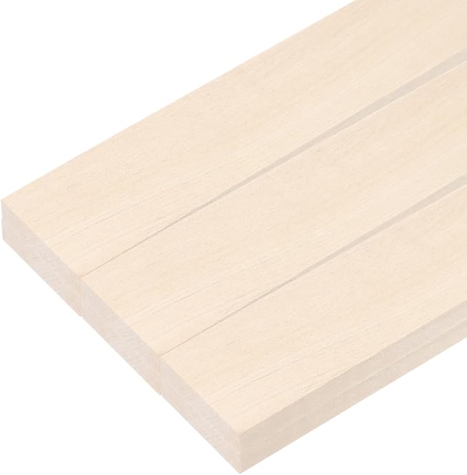 MECCANIXITY 6pcs Wood Sticks, 3/8"x 1.6" x 15" Rectangle Wooden Cube Wood