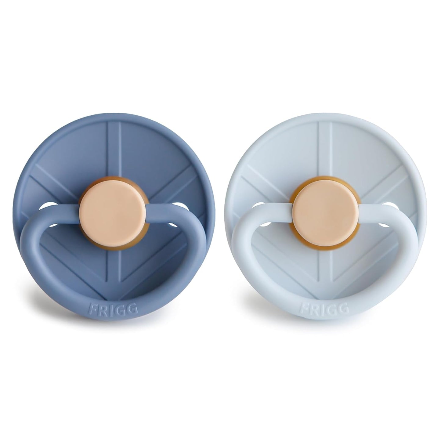 FRIGG Little Viking Natural Rubber Baby Pacifier 2-Pack | Made in Denmark | BPA-Free (Ocean View/Powder Blue, 0-6 Months)