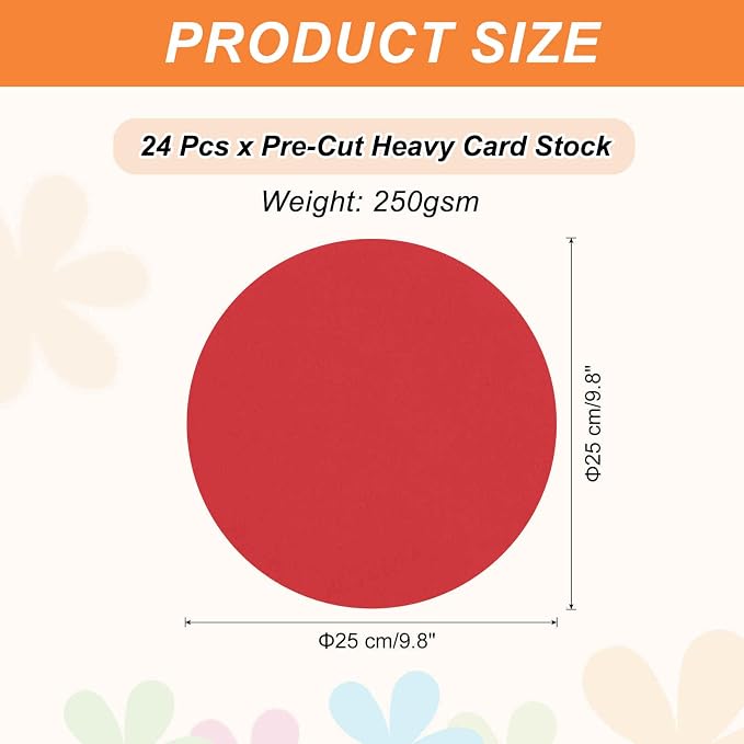 MECCANIXITY 24 Pcs Circle Card Stock, 9.8 Inch Round Cutouts Paper Thick
