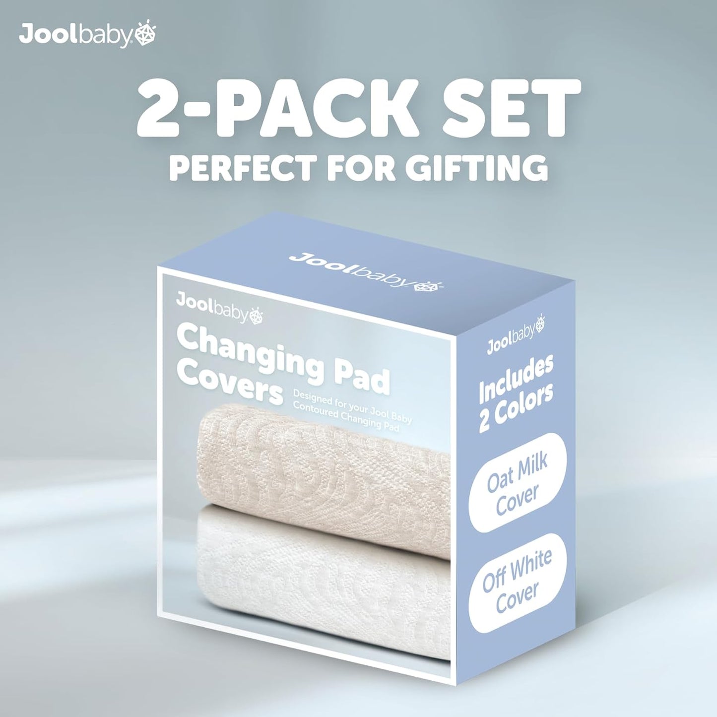 Jool Baby Changing Pad Covers (2 Pack) Soft & Comfortable, Fits Most Standard Diaper Changing Pads (Off-White & Oatmilk-Wave)