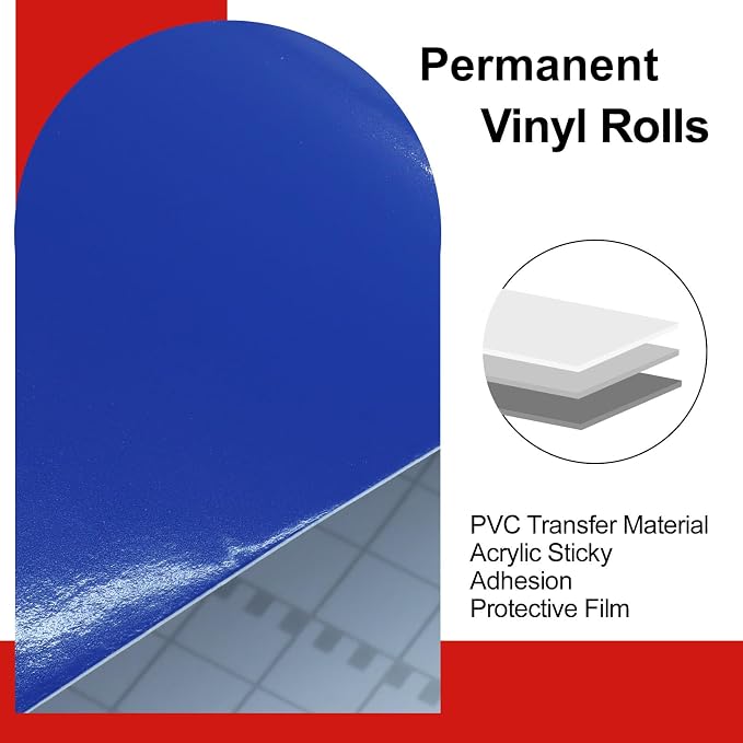Luomorgo Royal Blue Permanent Vinyl Roll, 1 Roll | Glossy, Waterproof Adhesive