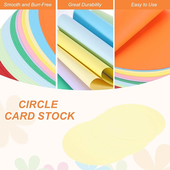 MECCANIXITY 24 Pcs Circle Card Stock, 9.8 Inch Round Cutouts Paper Thick