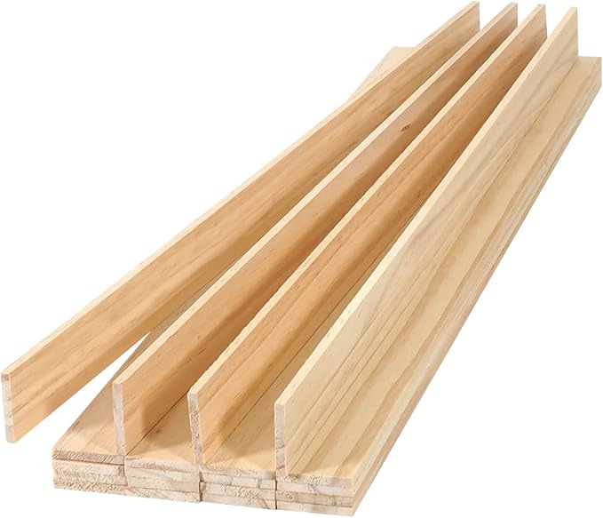 Wood Strips 1/8"x 1" x 17.5", Unfinished Flat Lumber Pine Pieces