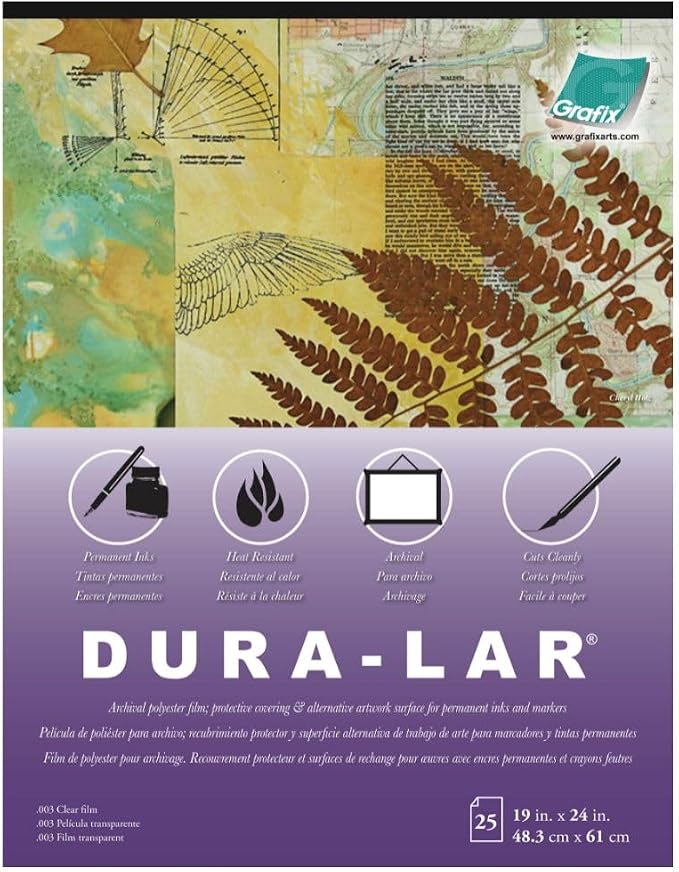 Grafix Dura-Lar 0.003" Film, Ultra Clear, Glossy 19"x24" Sheet, Mylar/Acetate