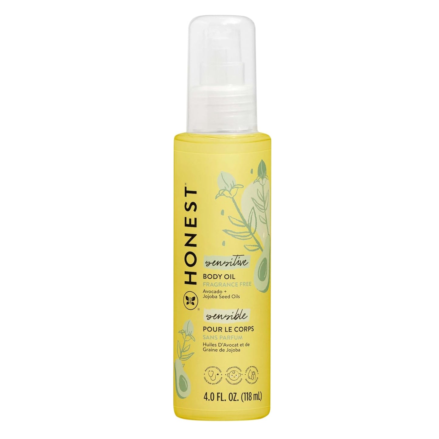 The Honest Company Fragrance Free Moisturizing Body Oil | Nourish + Soothe Baby's Skin | Plant-Based, Hypoallergenic, Vegan | 4.0 fl oz