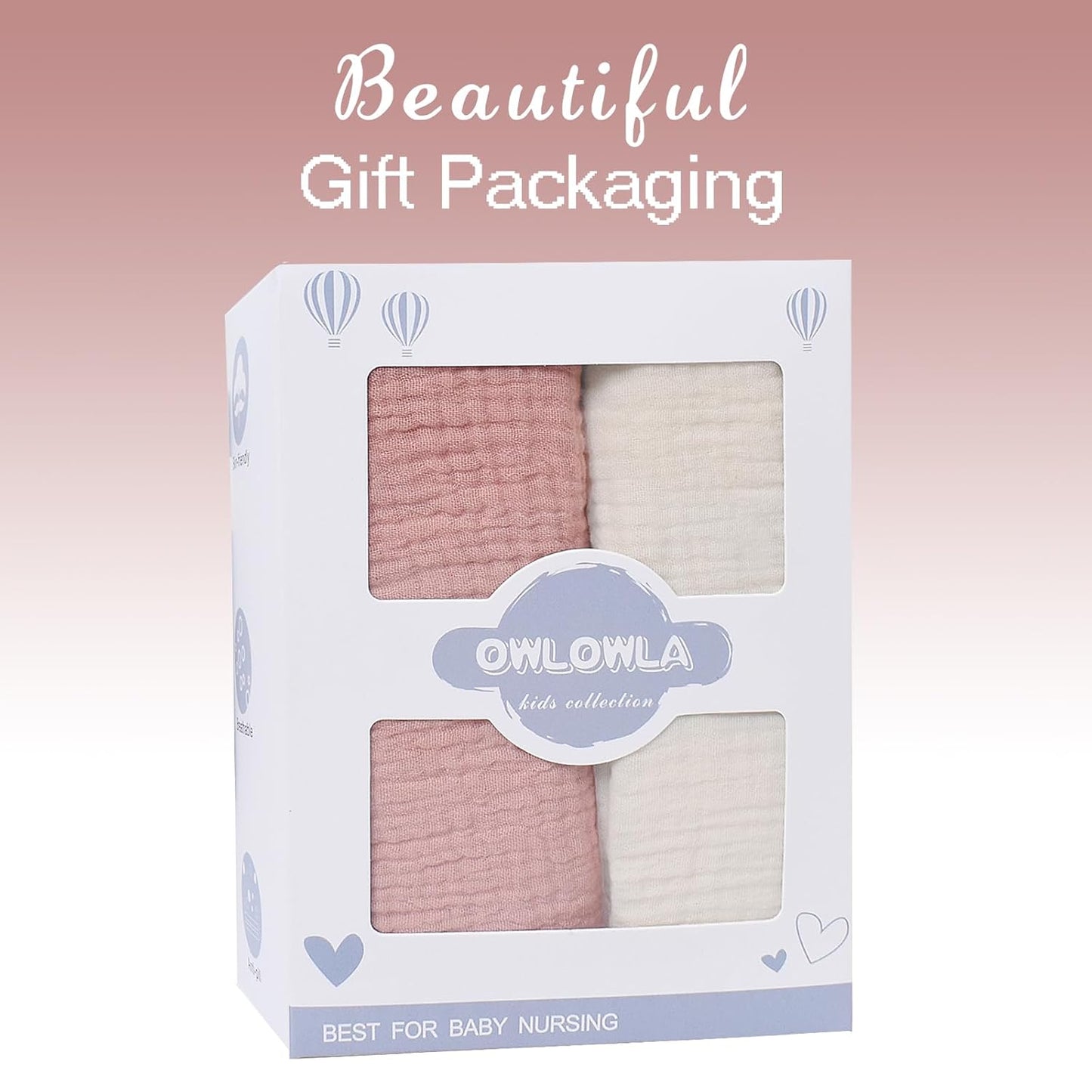 Owlowla Muslin Changing Pad Cover 2PACK,Soft Muslin Cotton Diaper Changing Pad Covers Changing Table Cover for Baby Boy Girl(Cream&Blush)
