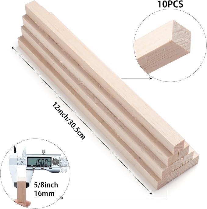 Balsa Wood Sticks Balsa Wood Strips 5/8" x 12", Unfinished Wood Dowel Rods