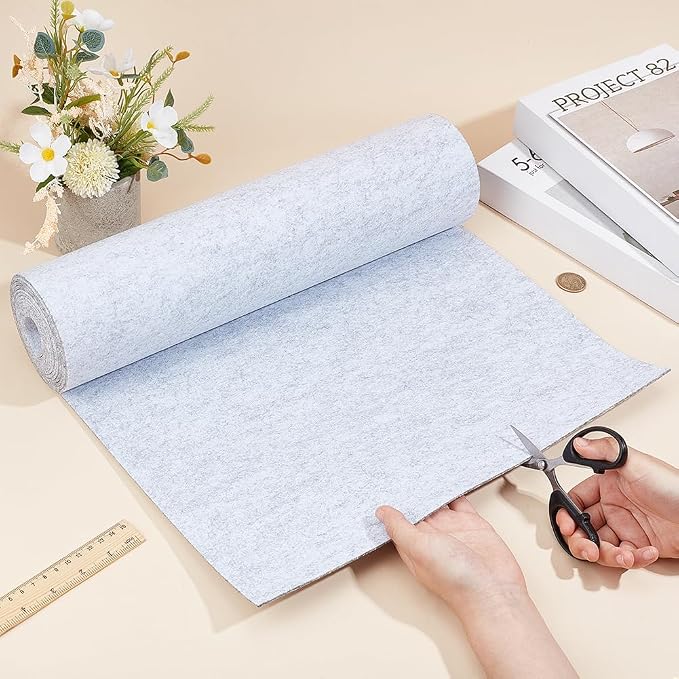 BENECREAT 118x15.75 Inch Light Grey Felt Roll, 2mm Thick Craft Felt Fabric Soft