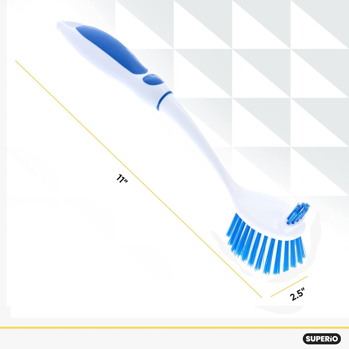 Superio Fruit and Vegetable Scrub Brush with Long Handle - Dish Cleaning Brush, Double Sided Scrubber, Non Scratch Kitchen Scrub Brush for Fruits/Potatoes/Veggies, Sinks, Bath (2, Blue)