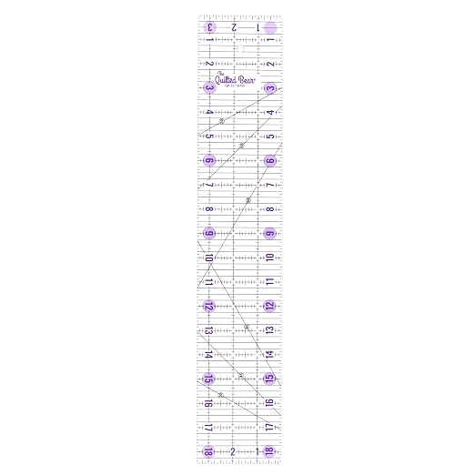 The Quilted Bear Rectangular Acrylic Quilting Ruler, 3.5" x 18.5" | Non-Slip