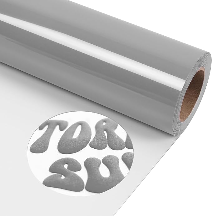 TORC Grey Puff 3D HTV Vinyl Heat Transfer, Bags | Easy Cut & Weed | Compatible