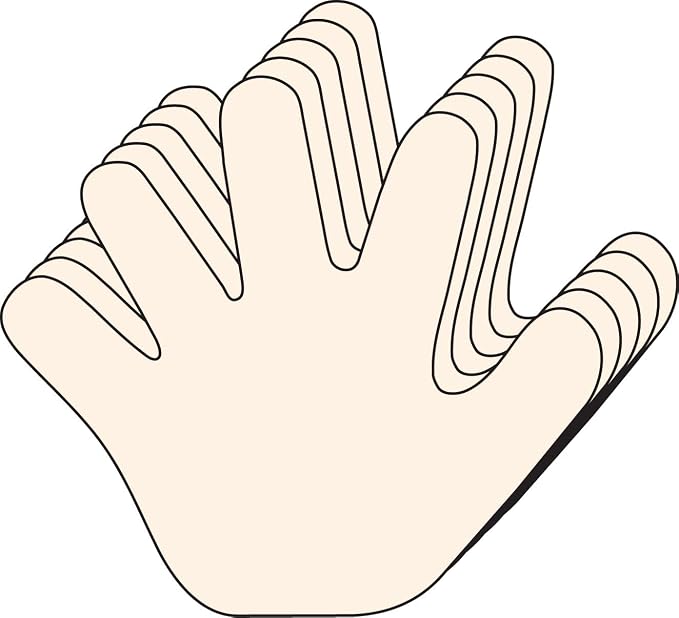 SHAPES ETC. 31 Pcs Hand Large Single Color Paper Cut-Outs 5.5in, Bulletin Board