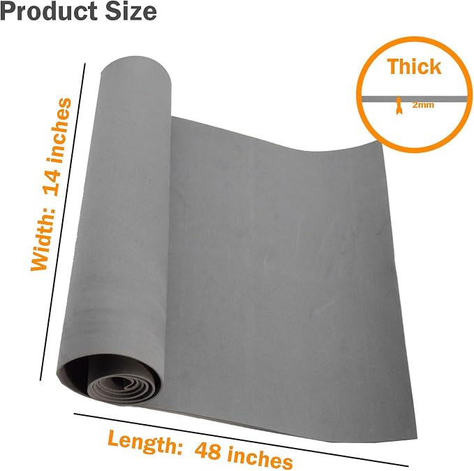 EVA Foam Roll | High Density 85kg/m3 | 2mm Thick | 48"x14" | Ideal