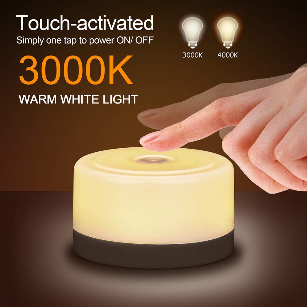 S SELDORAUK Baby Night Lights for Nursery, Portable Dimmable Touch Lamp, Type-C Rechargeable for Kids and Adult, Breastfeeding, Sleep Aid, Bedside Soft Eye Caring (Warm 2pack)