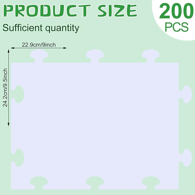 Glenmal 100 Pcs Large White Blank Puzzle Pieces Oversize White Blank Papers