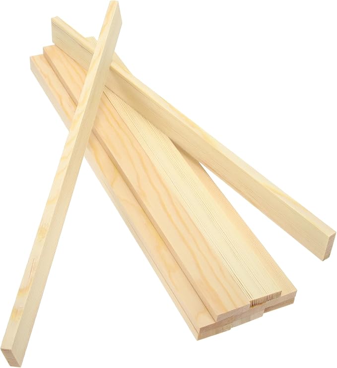 MECCANIXITY 10Pcs Wood Strips Slats, 5/16" x 1‑1/4" x 16" Thin Wood Sticks Flat
