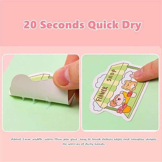 Scrapbook Quick Dry Glue Pen 6PCS Set, Crafting Color Spot Glue Pen Liquid Glue