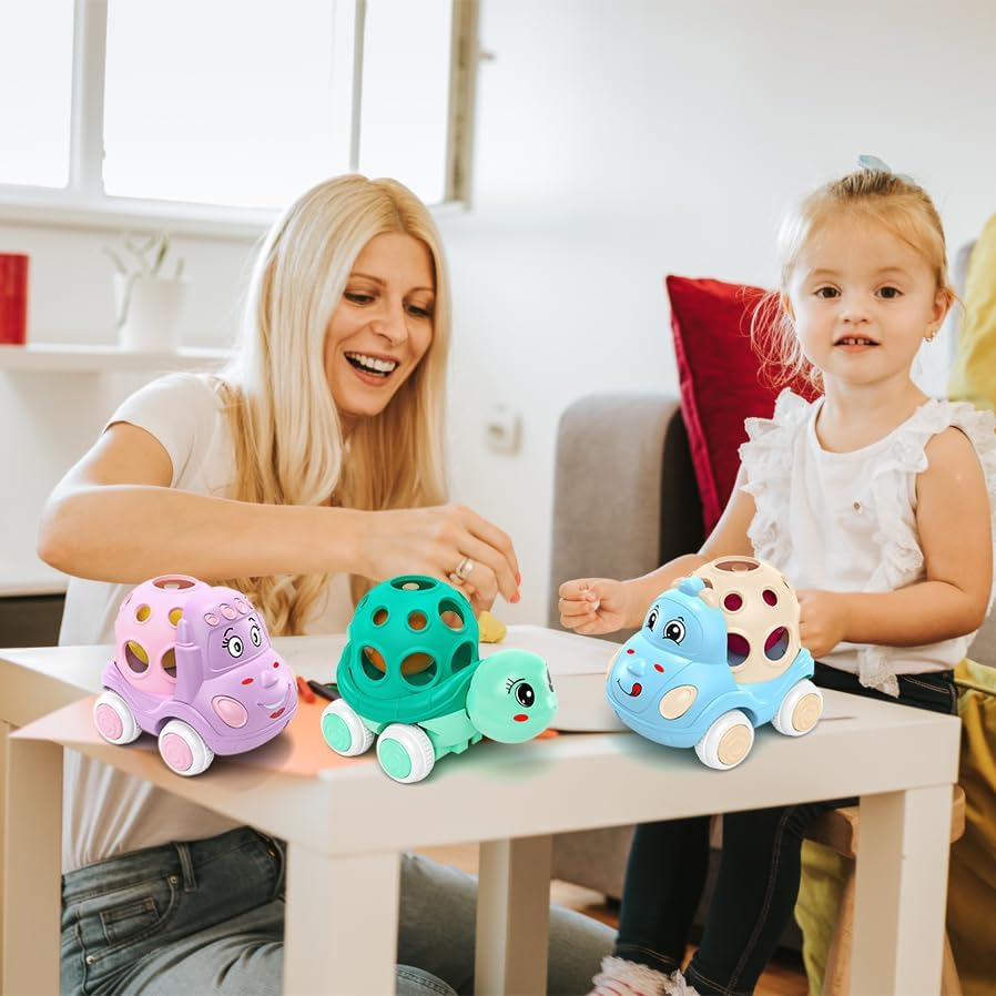 Toy Cars for Toddler Girl Push and Go Rattle Car, Toddlers Push Cars Play Car Toys, Rattles Noisy Cars Trucks Active Girl Toys Brithday