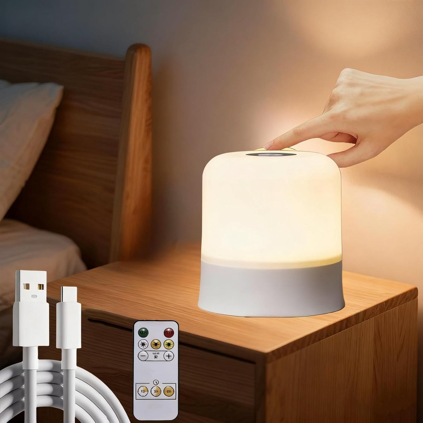 Baby Night Light 3 Colors Egg Light for Nursery Rechargeable Nursery Night Light Small Cordless Table&Bedside Lamp Eye Caring Dimmable LED Touch Night Lamp for Kids, Toddler, Nursing