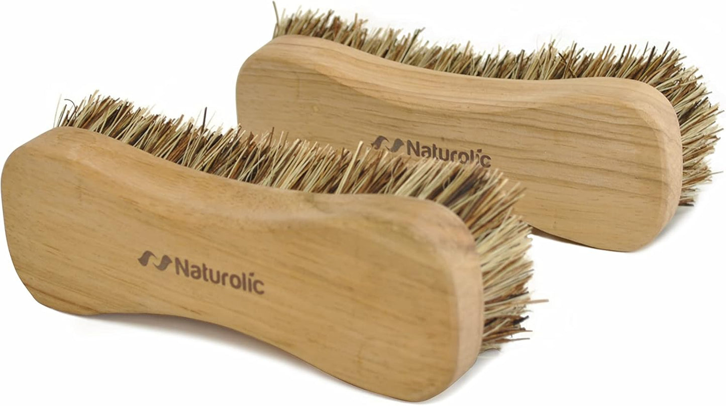 All-Natural Wooden Scrub Brush Set | Wooden Handle | Palmyra Bristle Brush for Cleaning | Eco Friendly Cleaning Products | Scrub Brush Set of 2