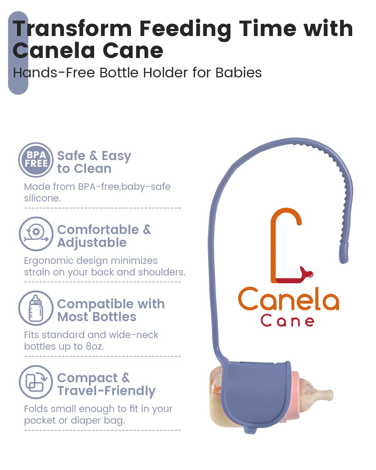 Adjustable Baby Bottle Support – Assist Feeding Tool for Parents, Non-Slip & Ergonomic Design, Fits Standard & Wide-Neck Bottles(Blue)