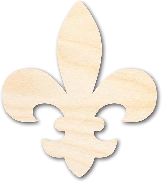 Unfinished Wood Fleur di Lis Shape | Saint's Football | France | DIY Craft
