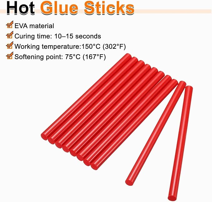HARFINGTON 10pcs Hot Glue Sticks 0.43" Dia x 7.87" Long EVA Mini Hot Melt