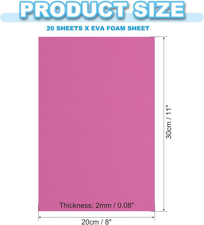 PATIKIL 20 Pack EVA Foam Sheets, Rose Red