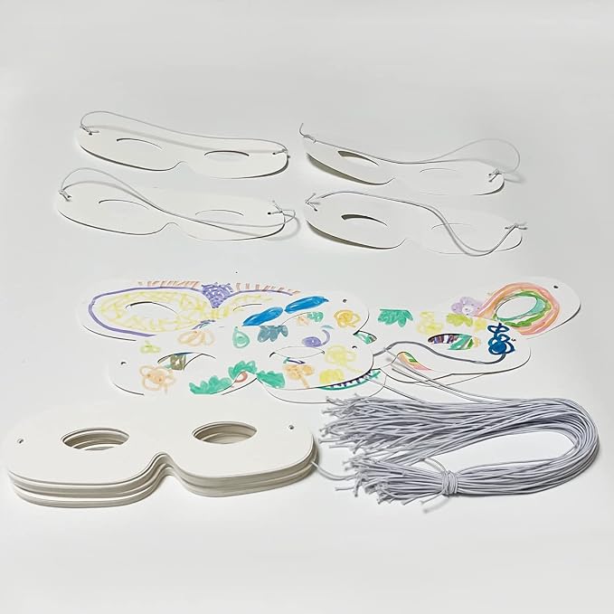 Lependor 108 Pack White Paper Eye Masks, Plain Masquerade Mask DIY Blank Masks