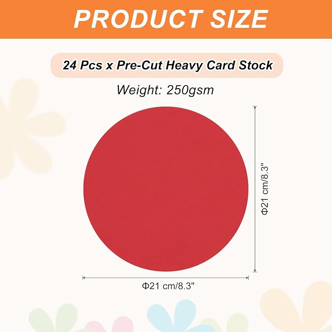 MECCANIXITY 24 Pcs Circle Card Stock, 8.3 Inch Round Cutouts Paper Thick