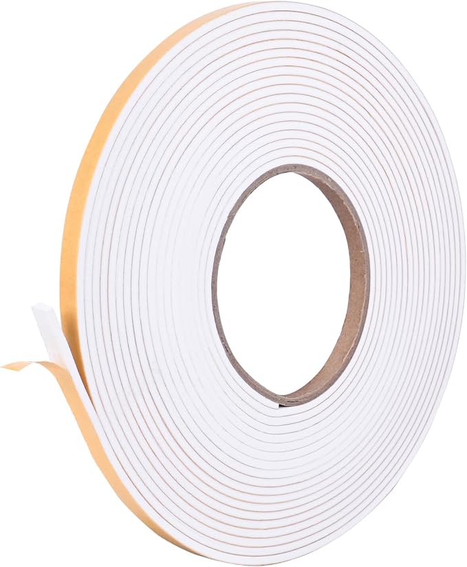 Kikerike Self Adhesive Foam Tape Weatherstrip 1/4in x 1/8in x 26Ft High Density