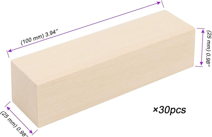 JOIKIT 30 Pack 4 x 1 x 1 Inches Basswood Carving Blocks, Unfinished Soft Wood