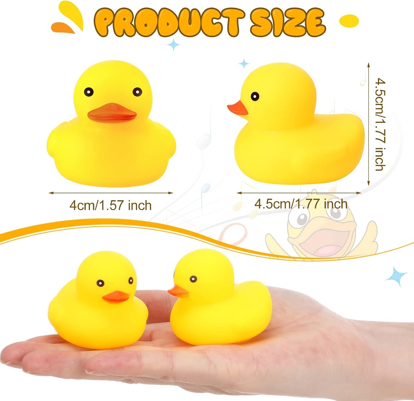 Vinsot 100 Pcs Mini Rubber Ducks Bulk Rubber Duck Bath Toys Squeak Float Bath Toy for Birthday Party Favors Gift Summer Beach Pool Activity Carnival Game(1.77 x 1.77 x 1.57 Inch)