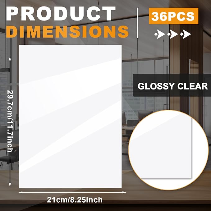 Clabby 36 Sheets Holographic Sticker Paper A4 Vinyl Holographic Laminate Sheets