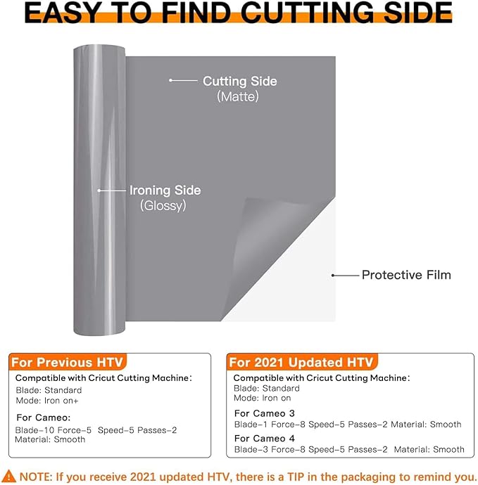 HTVRONT Heat Transfer Vinyl Silver HTV Rolls, HTV Vinyl