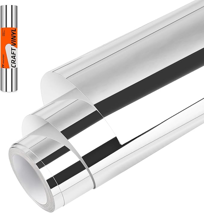 WRAPXPERT Silver Chrome Vinyl, Chrome Mirror Metallic Silver Adhesive Vinyl