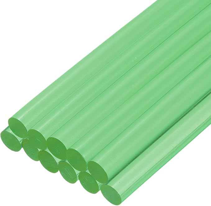 uxcell Mini Hot Glue Sticks for Glue Gun 7mm x 100mm Transparent Green 12pcs