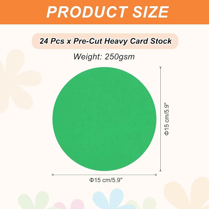 MECCANIXITY 24 Pcs Circle Card Stock, 5.9 Inch Round Cutouts Paper Thick