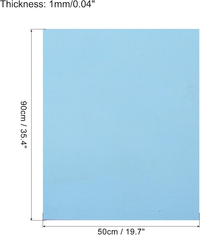 MECCANIXITY EVA Foam Sheets Light Blue 19.7 Inch x 35.4 Inch 1mm Thick Crafts