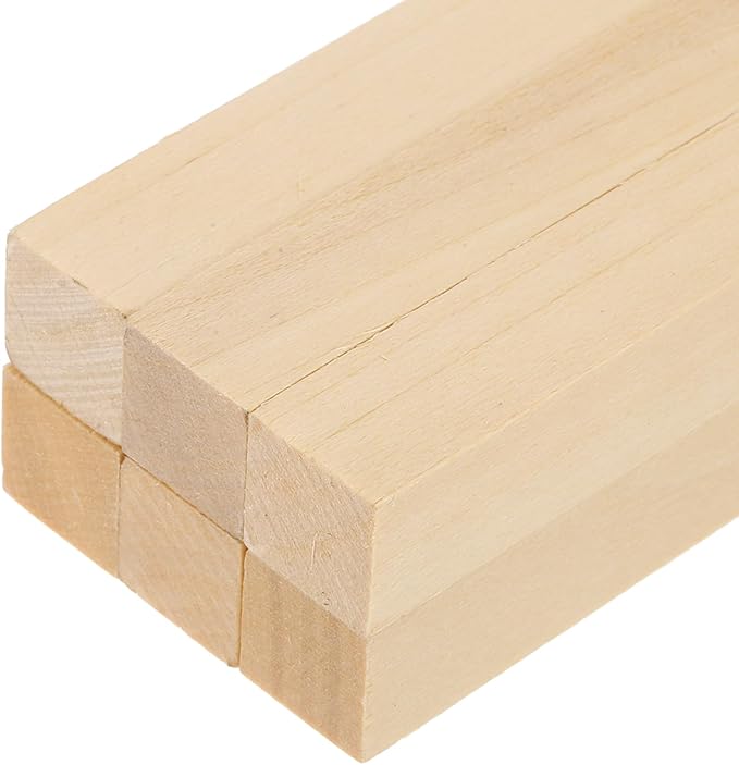MECCANIXITY 6Pcs Basswood Sticks, 11/16" x 11/16" x 16" Square Wooden Dowel