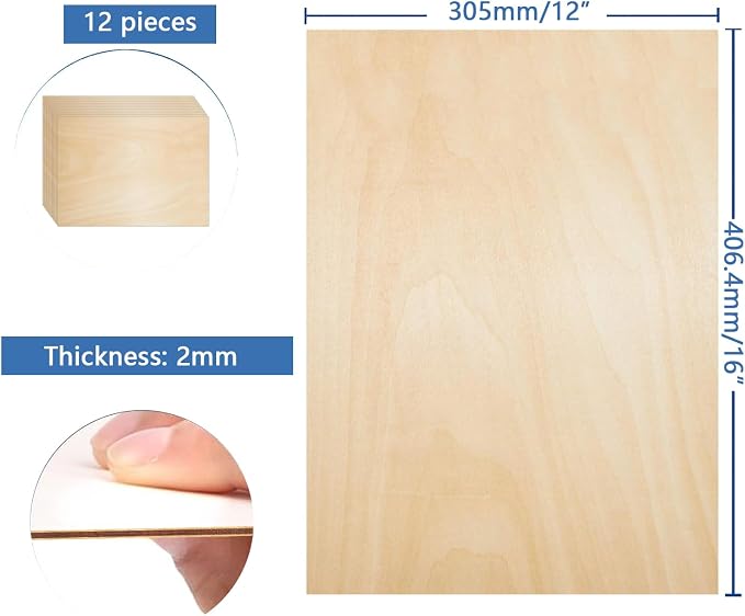 Unfinished Wood Pieces, Thin Plywood Wood Sheets