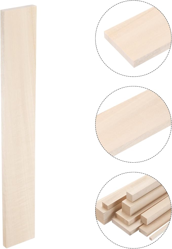 MECCANIXITY 6pcs Wood Sticks, 3/8"x 2.2" x 15" Rectangle Wooden Cube Wood