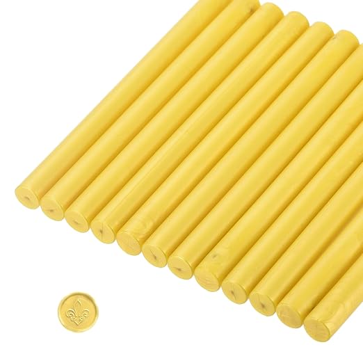 MECCANIXITY 12 Pcs Bright Yellow Cylinder Sealing Wax Stick Glue Gun Wax Seal