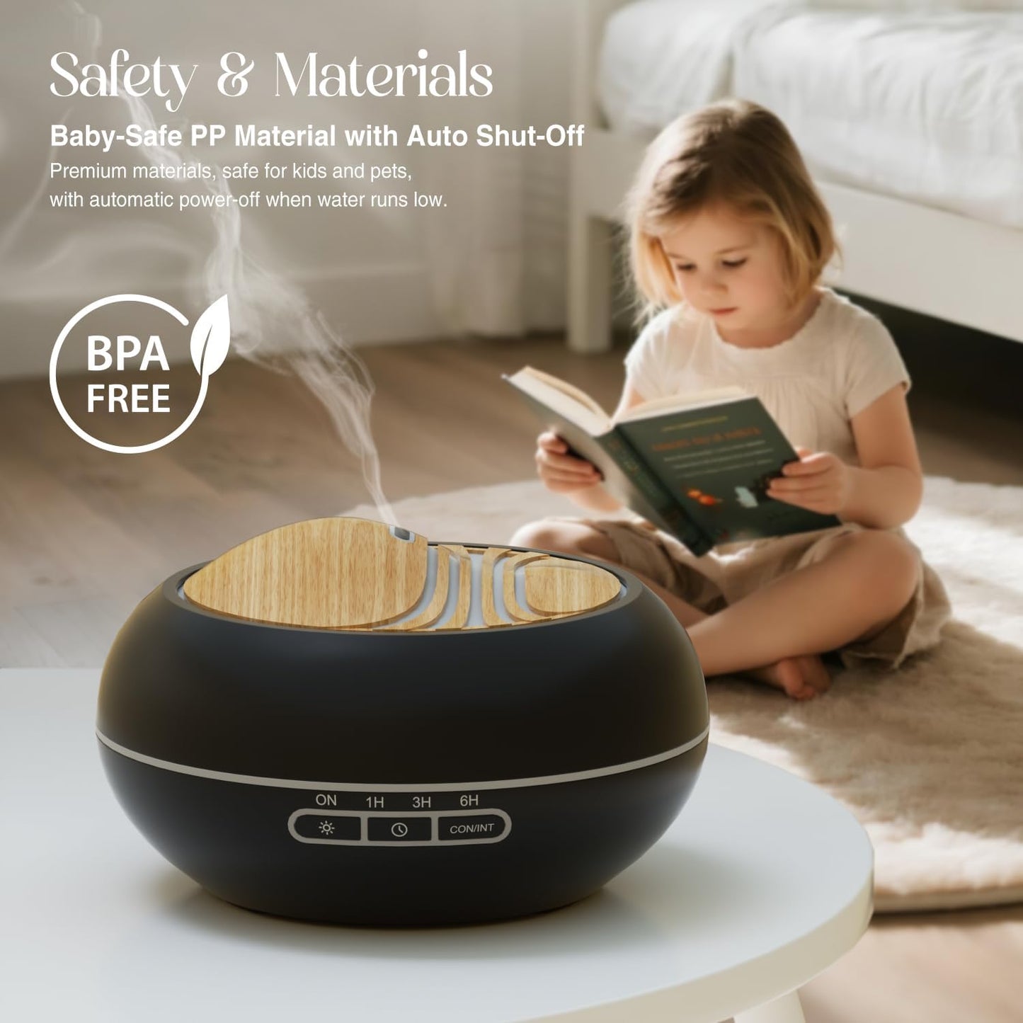 SALKING Essential Oil Diffuser 400ml, Diffusers for Essential Oils with 2 Mist Mode, Aromatherapy Diffuser Cool Mist Humidifier with 7 LED Night Light, Timer & Auto-Off, Large Room Diffuser (Black)