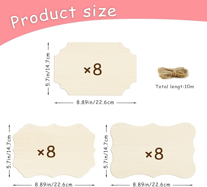 FSWCCK 24 Pieces Unfinished Hanging Wood Sign Blank