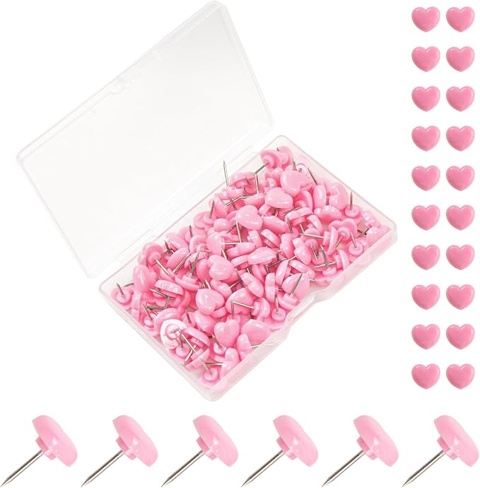 ELANE 100 Pcs Heart Thumb Tacks