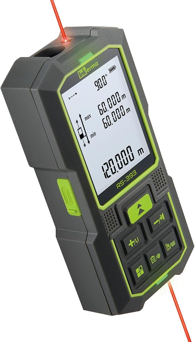 Inkerma Dual Laser Measurement Tool, 393Ft/120M Bilateral Laser Distance Meter