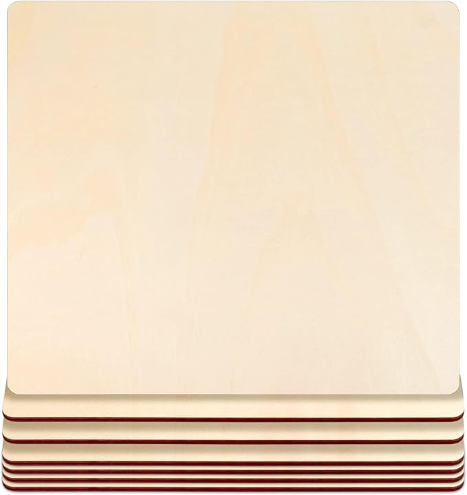 7 Pack 12 x 12 Inch Basswood Sheets Plywood Board, Unfinished Blank Square Wood