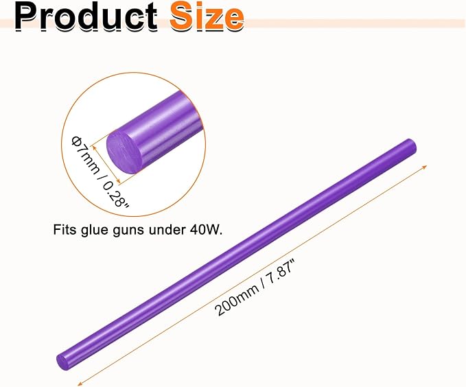 HARFINGTON 10pcs Hot Glue Sticks 0.28" Dia x 7.87" Long EVA Mini Hot Melt